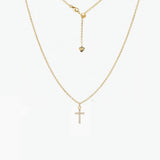 Dainty CZ Cross Adjustable Necklace (Gold)