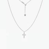 CZ Cross Adjustable Necklace (Silver)