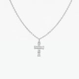 CZ Cross Adjustable Necklace (Silver)