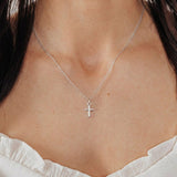 Dainty Cross Adjustable Necklace (Silver)