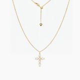 Pear-Cut CZ Cross Pendant (Gold)