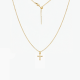Dainty Cross Adjustable Necklace (Gold)