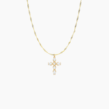 Pear-Cut CZ Cross Pendant (Gold)