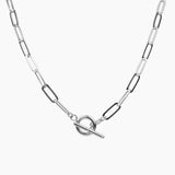 Alessia Paperclip Toggle Necklace (Silver)