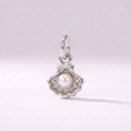 Tiny Seashell Pearl Charm (Silver)