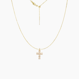 CZ Cross Adjustable Necklace (Gold)