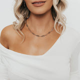 Alessia Paperclip Toggle Necklace (Silver)
