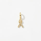 CZ Cancer Ribbon Charm (Gold)
