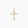 Pear-Cut CZ Cross Pendant (Gold)