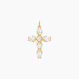 Pear-Cut CZ Cross Pendant (Gold)