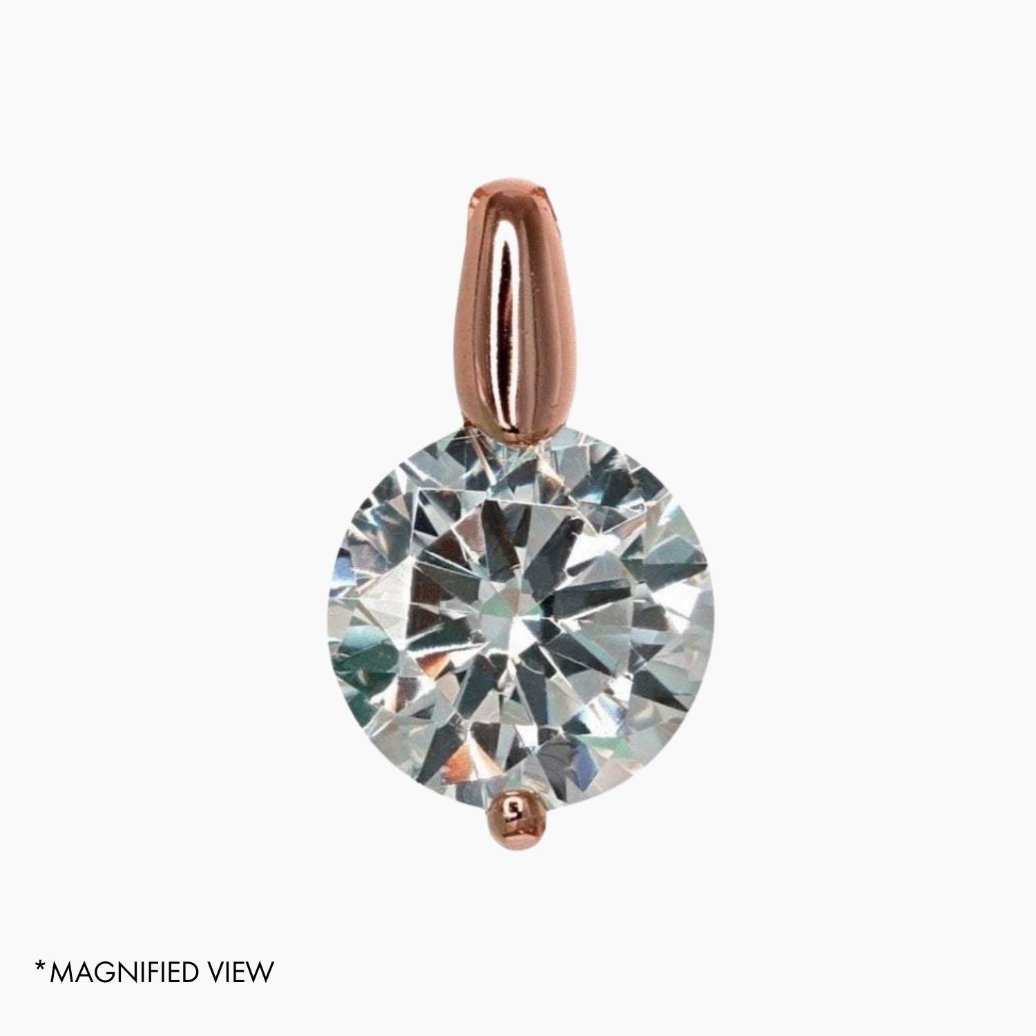Crystal Collection Pendants 2.00 Carat Brilliant CZ Solitaire Pendant in Rose Gold Overlay