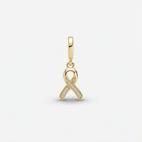 CZ Cancer Ribbon Charm (Gold)