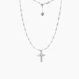 Pear-Cut CZ Cross Pendant (Silver)