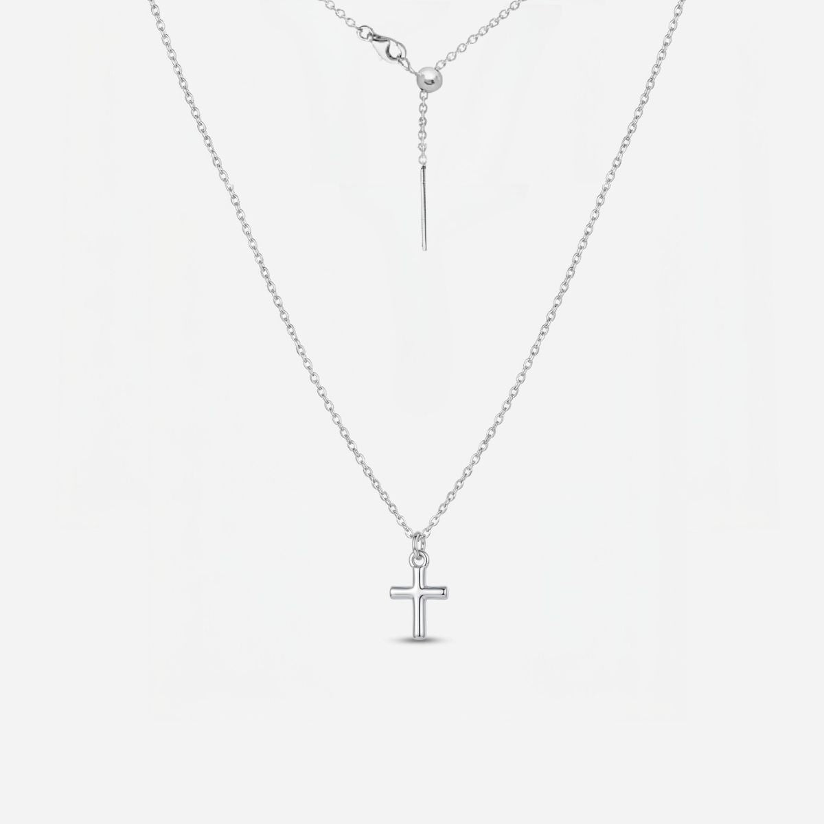 Dainty Cross Adjustable Necklace (Silver)