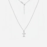 Dainty Cross Adjustable Necklace (Silver)