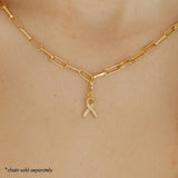 CZ Cancer Ribbon Charm (Gold)