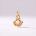 Tiny Seashell Pearl Charm (Gold)