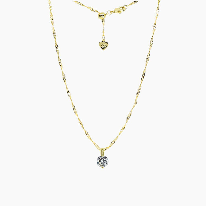 The gold Addie chain with the Brilliant CZ Solitaire Pendant