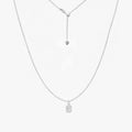 Emerald Cut Crystal Adjustable Necklace (Silver)