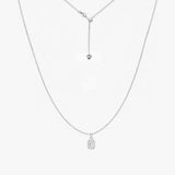 Emerald Cut Crystal Adjustable Necklace (Silver)